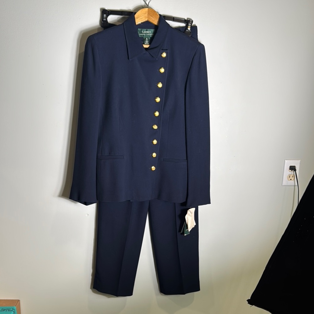 Lauren Ralph Lauren Navy Gold-Button Women's Jacket & Pants Set